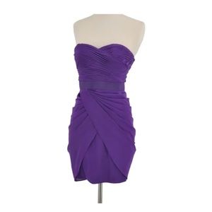 Aidan Mattox Purple Sweetheart Strapless Draped Cocktail Party Mini Dress 6